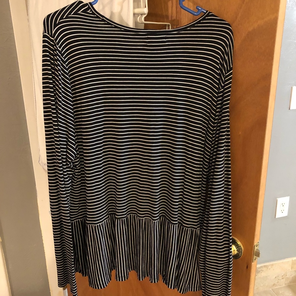 Navy and white stripe peplum